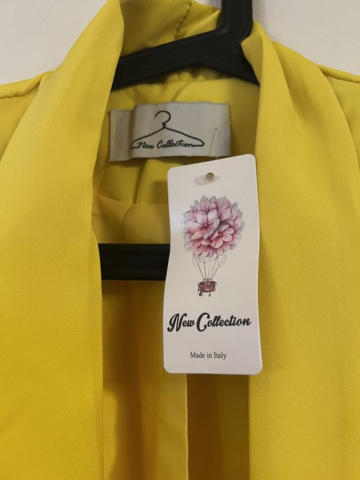 Nowy włoski garnitur damski – modny cytrynowy kolor