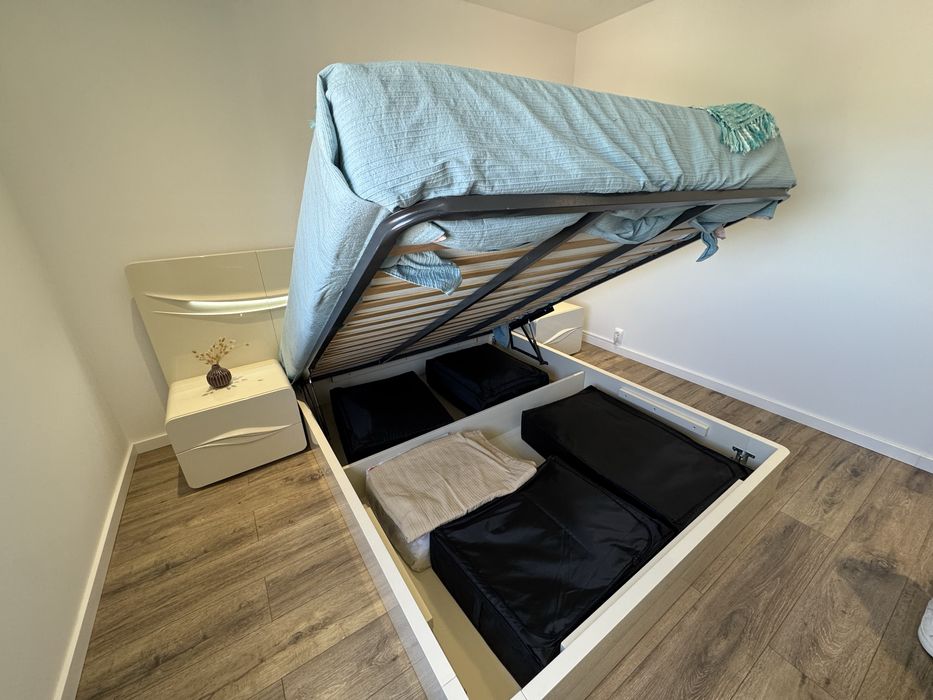 Móveis Quarto Casal Lacado (cama + comoda + colchao emma)