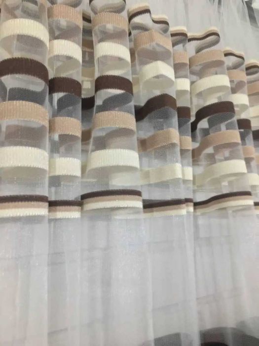 Тюль фатін у смужках висота 2,9 м тканина на відріз або пошиття