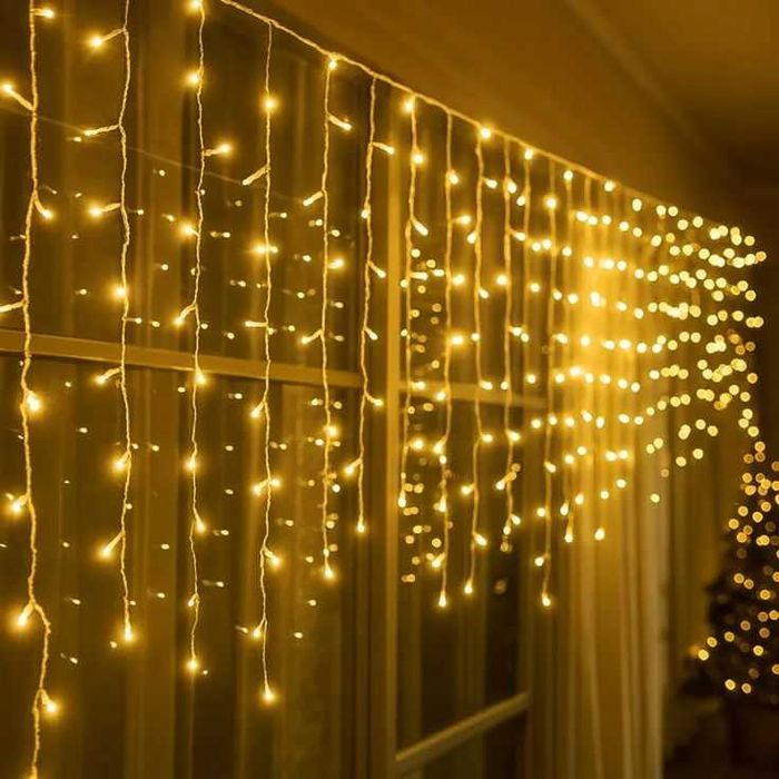 Гірлянда роса бахрома на вікно, на балкон, тепле/холодне світло