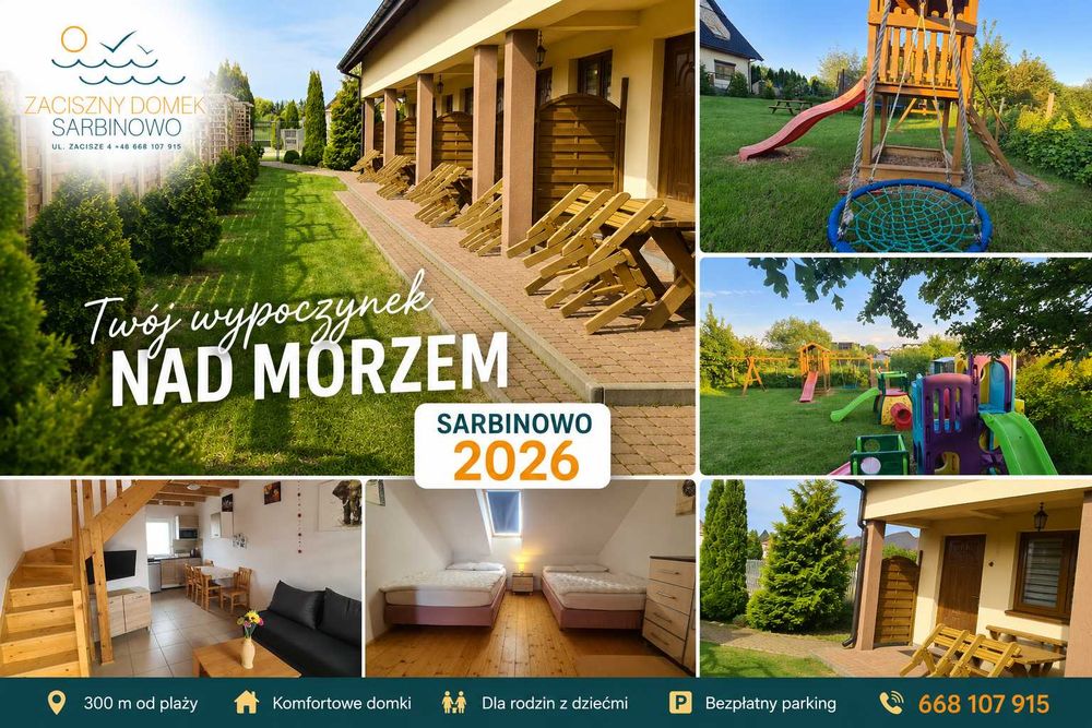 Last minute  !!! Sarbinowo komfortowe domki 50 m2 murowane 300 m od plaży