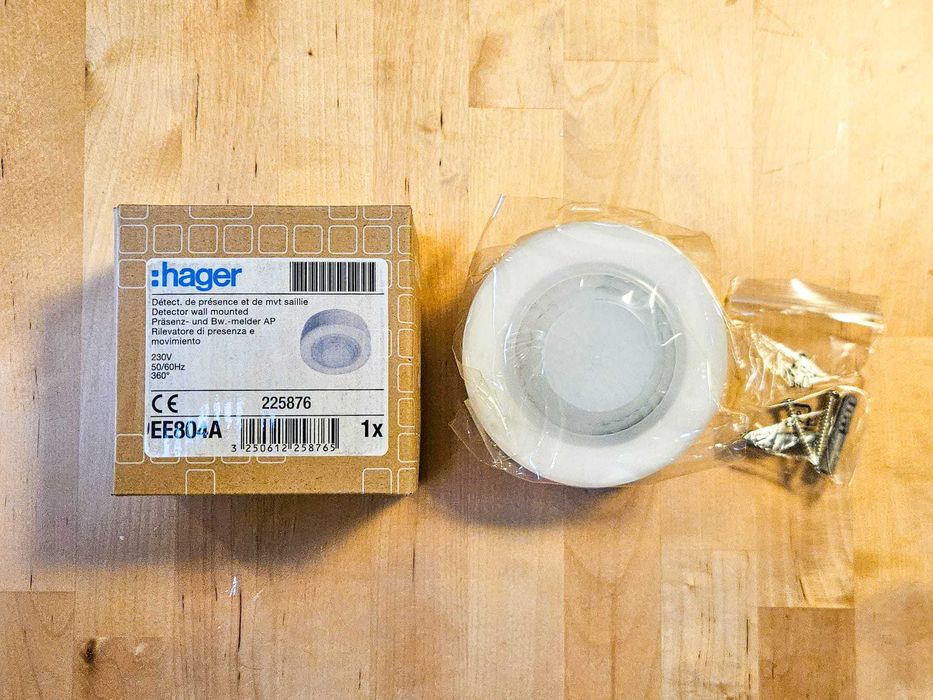 1x Detetor movimento 360° HAGER EE804A saliente/EE805A encastrar creme