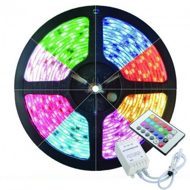КОМПЛЕКТ Світлодіодна LED лента RGB Всі кольори 12V 5 метрів Пульт!