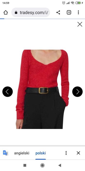 Zara czerwona alpaka wełna wool alpaca 36 sweter