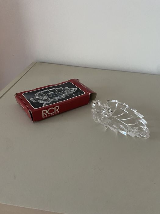 RCR - Lead Crystal Glass Leaf Trinket Dish