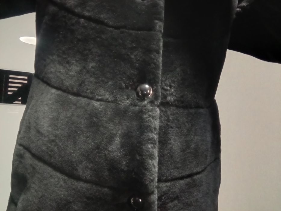 Шуба мутон з норковим коміром