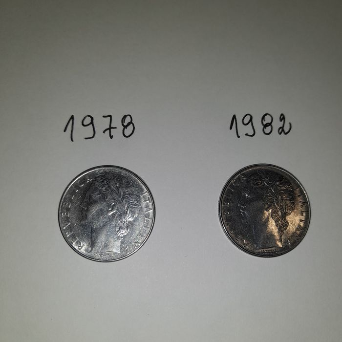 Moedas 100 liras italianas 1978,1982