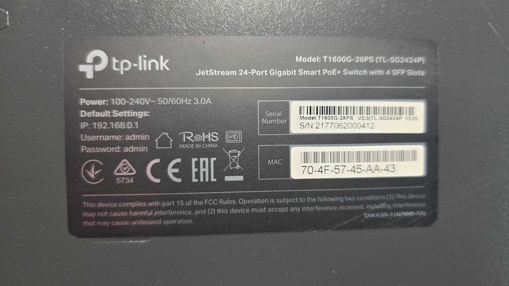 switch POE - TP-Link T1600G-28PS