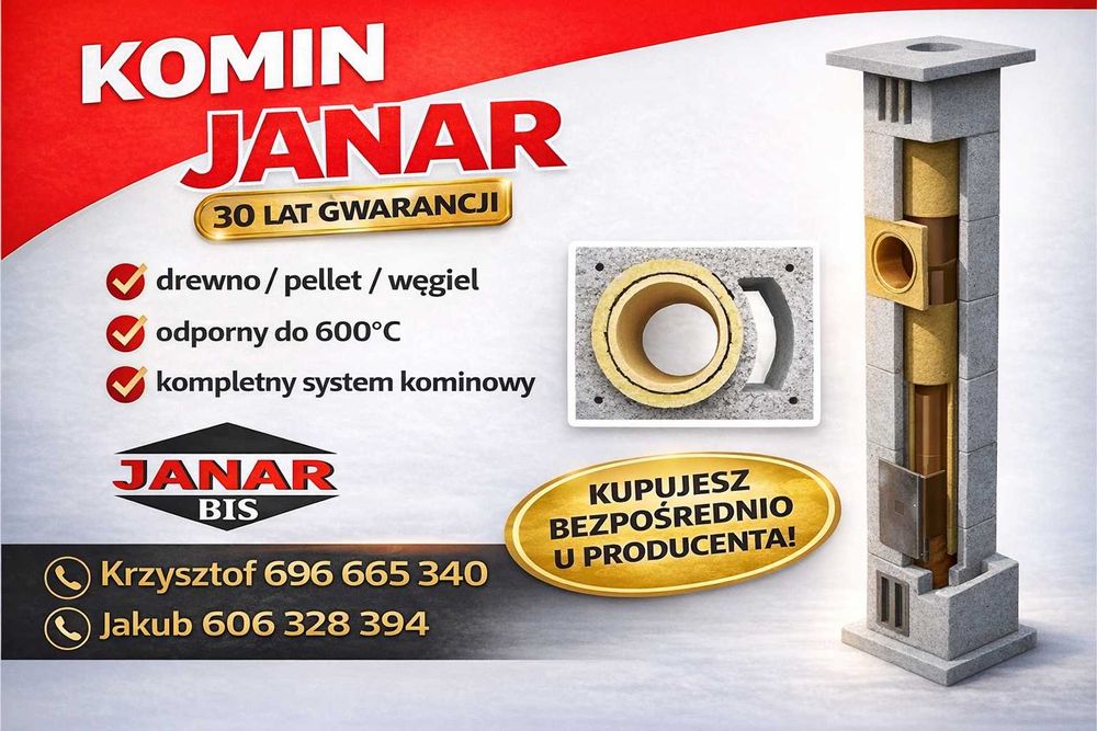 Komin systemowy ceramiczny Janar UNIWERSAL KW 5M-każdy typ i wysokość