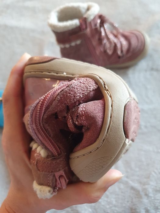 Śniegowce kozaki zimowe skórzane ocieplone wełną Geox Respira róż r.24