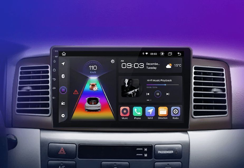 Toyota Corolla E120 E130 2000-2004 – Radio Android 15 9" CarPlay Android Auto GPS Nawigacja Stacja Multimedialna WiFi Bluetooth PL 1GB/32GB
