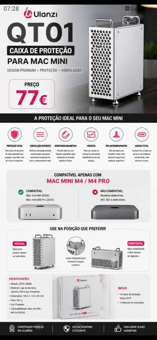 Caixa proteção Mac mini. Oportunidade