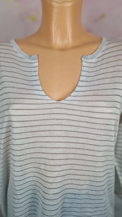 Bluzka/sweterek z rękawem 3/4 na wiosnę next 48 4xl plus size biała w