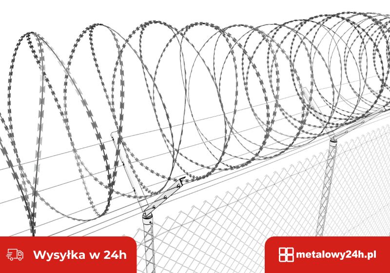 Zasieki concertina drut ostrzowy żyletkowy 730 mm agresywna zapora