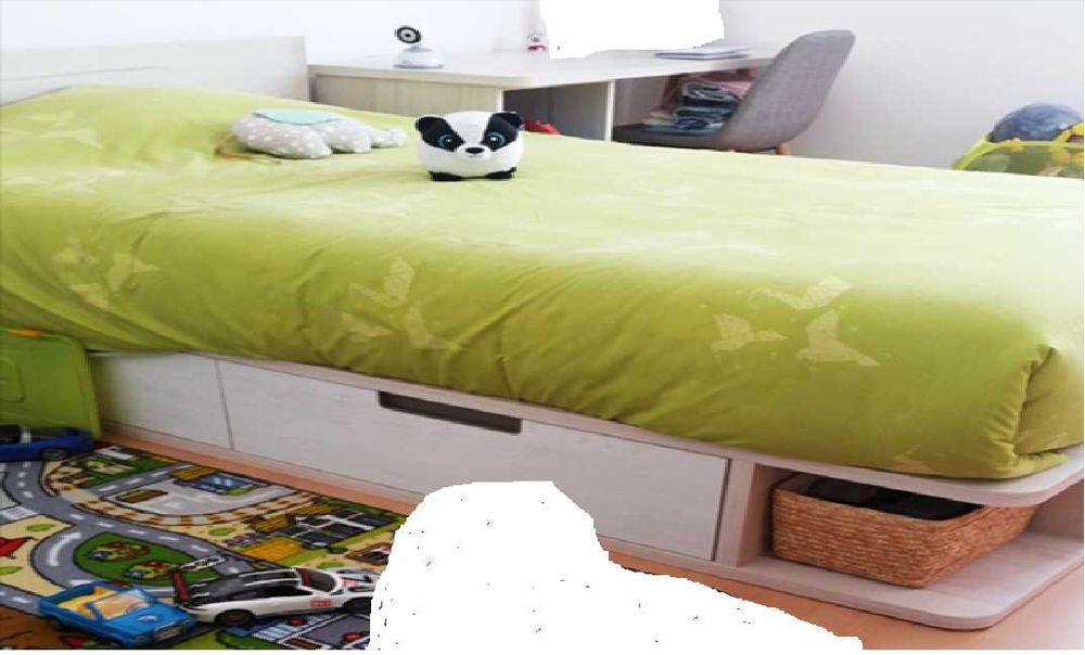 Cama juvenil (+colchão) com arrumação e secretária