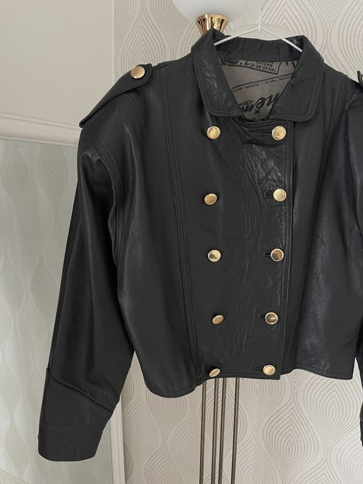 Натуральна шкіряна косуха оверсайз вкорочена у розмірі м