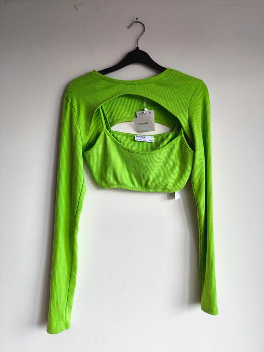 Limonkowa dwuczęściowa bluzeczka Bershka L/40 Nowa z metką!