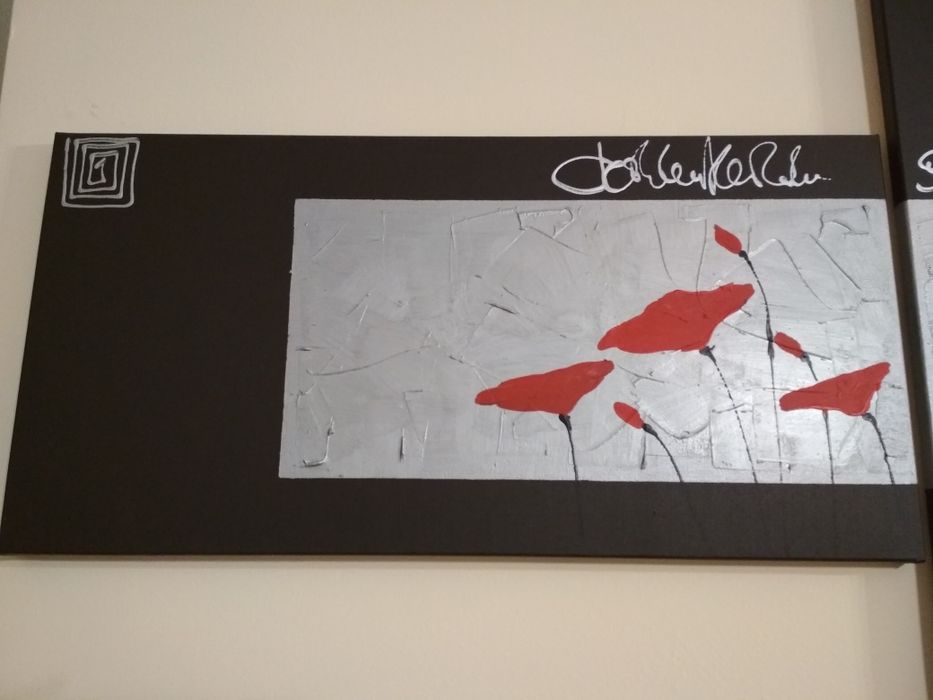 Duży obraz na płótnie ręcznie malowany czerwone maki