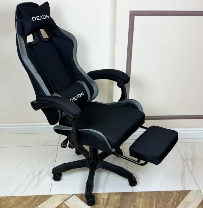 геймерське крісло з тканини з підставкою для ніг кресло игровое