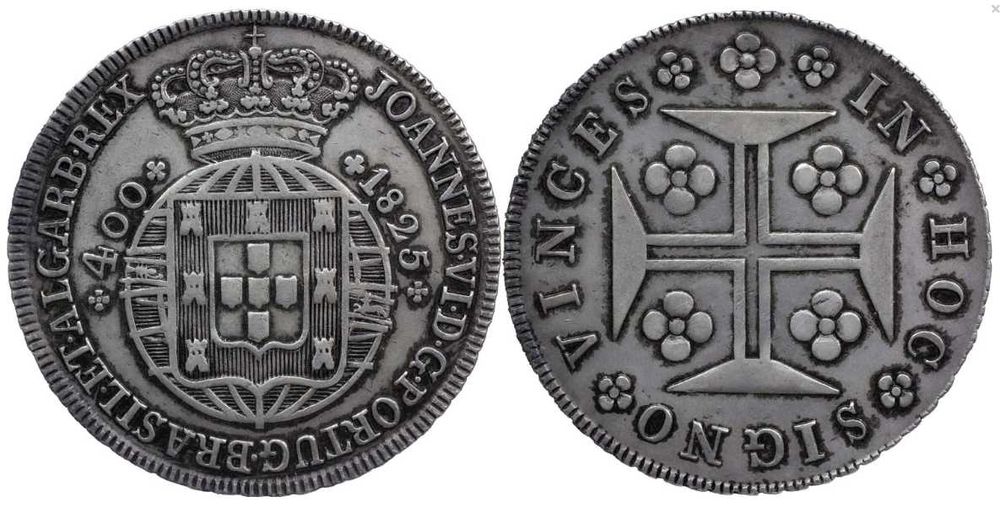 Moeda Cruzado Novo Lisboa - 1825 - RARA - D. João VI