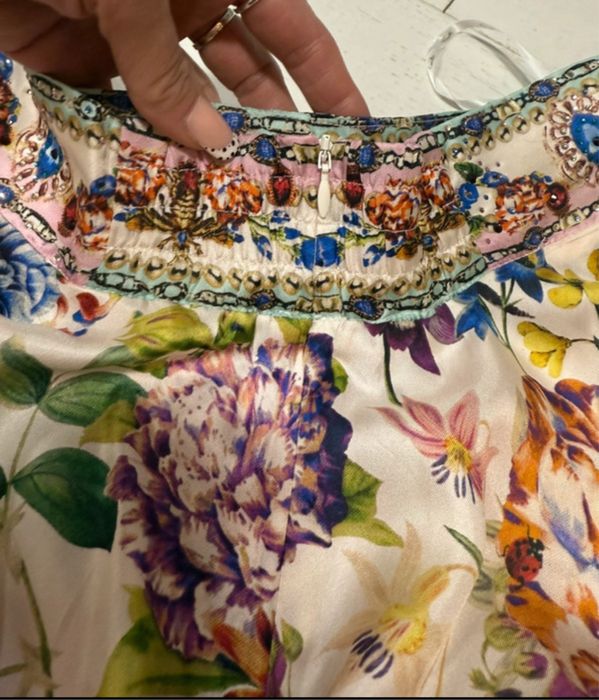 Komplet z jedwabiu - spódnica i bluzka Camilla z kryształkami