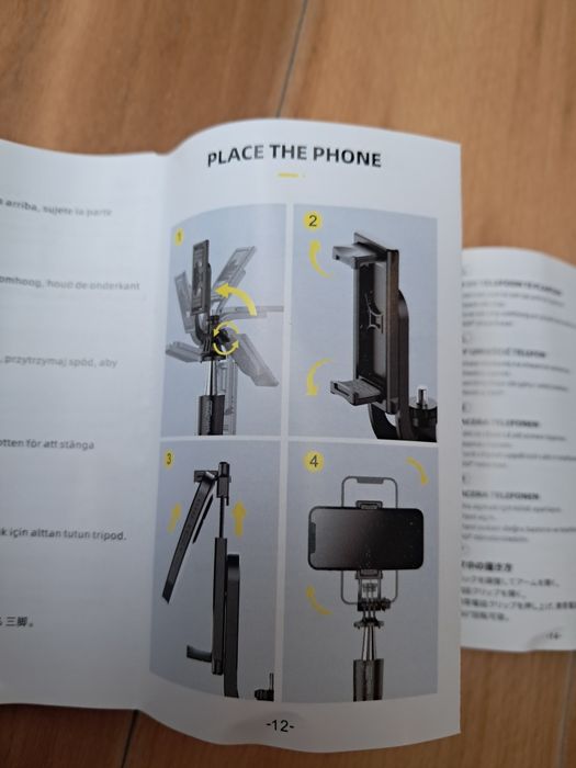 Tripé para telemóvel/câmara com comando