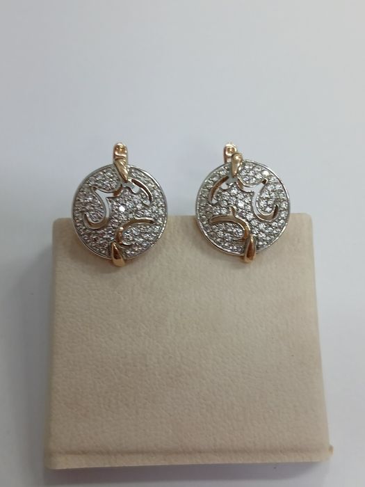 Сережки 585* біле та червоне золото