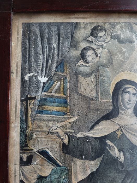 Moldura com litofrafia NAP THOM de Santa Teresa de Jesus