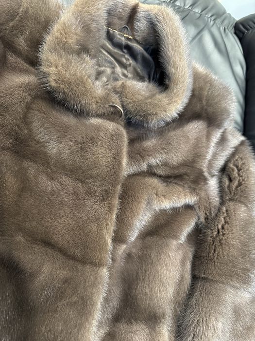 Норкова шуба люкс якість колір капучино