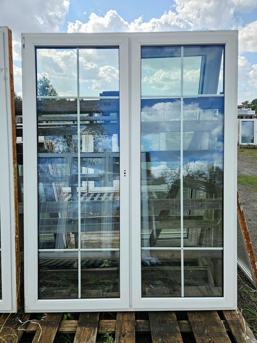 OKNA/DRZWI Balkonowe Plastikowe PCV Dwuskrzydłowe 178x231cm 2 sztuki Szprosy Złoty Dąb