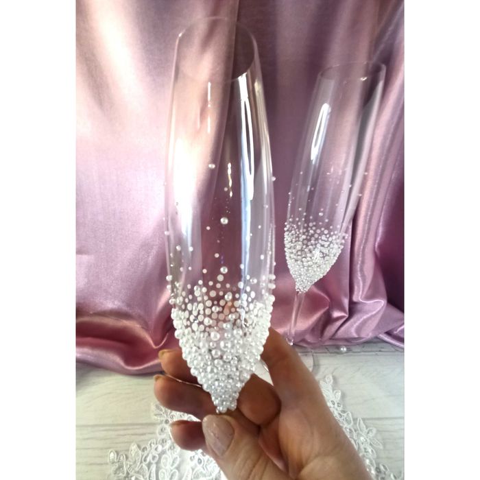 Нежные свадебные бокалы свадебные свечи, весільні келихи свічки Пишіть