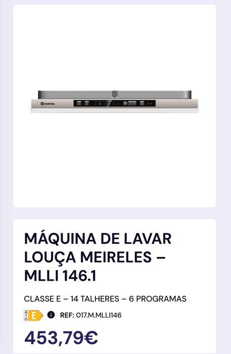 Máquina (Semi-Nova)de Lavar Louça ENCASTRADA - MEIRELES – MLLI 146.1
