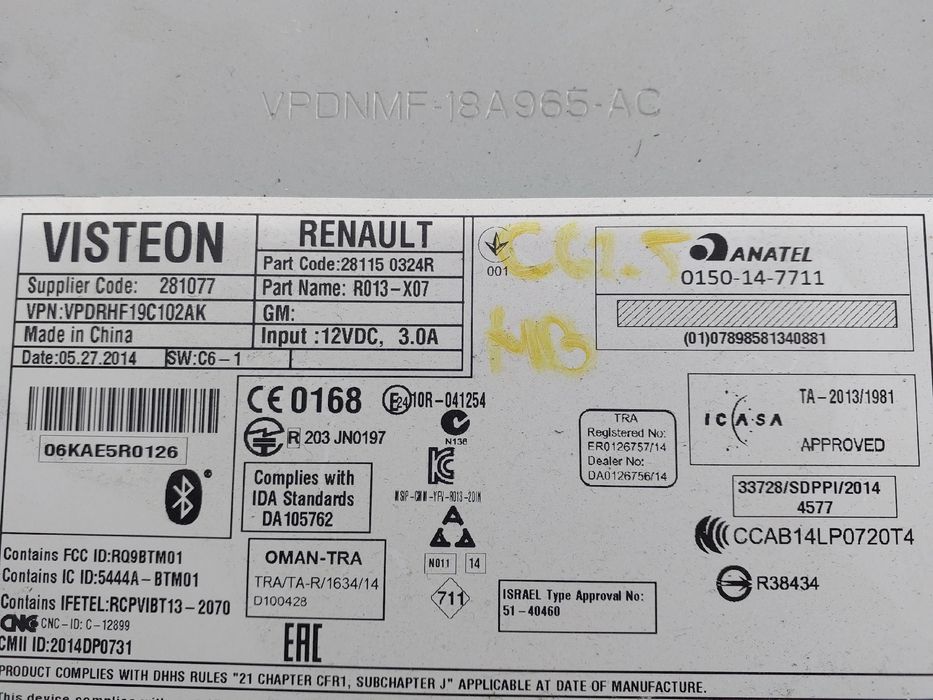 Rádio / auto-rádio RENAULT Twingo III (BCM_)