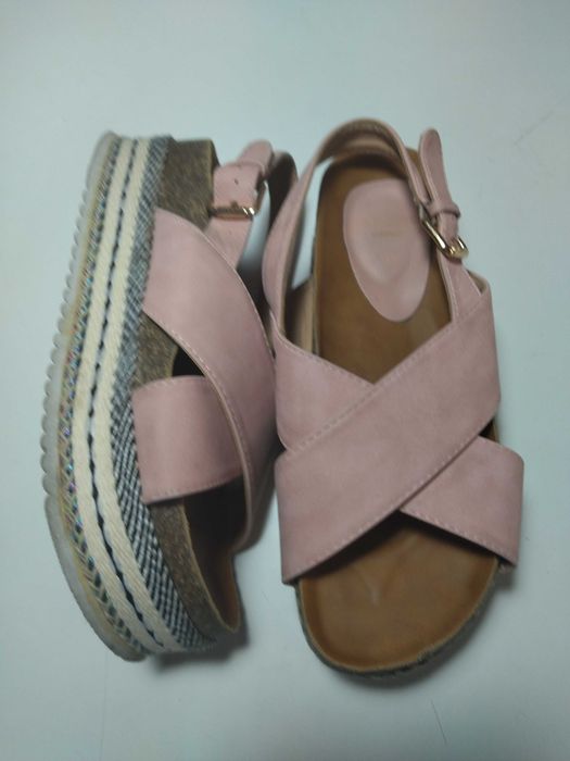 Sandálias plataforma de tiras Rosa nº37