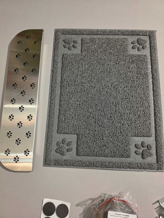 PTLOM duża kuweta dla kotów metalowa + akcesoria, 60x40x20+20cm