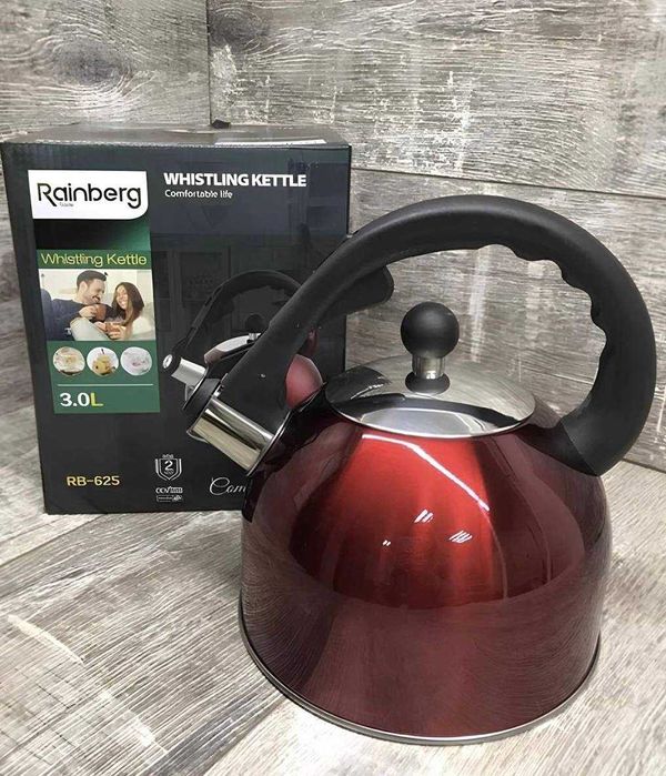 Чайник 3 л со свистком нержавейка для газових і електроплит