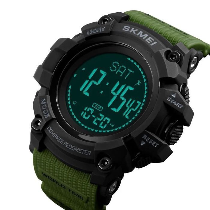 Чоловічий годинник Skmei 1356AG Army Green + Compass
