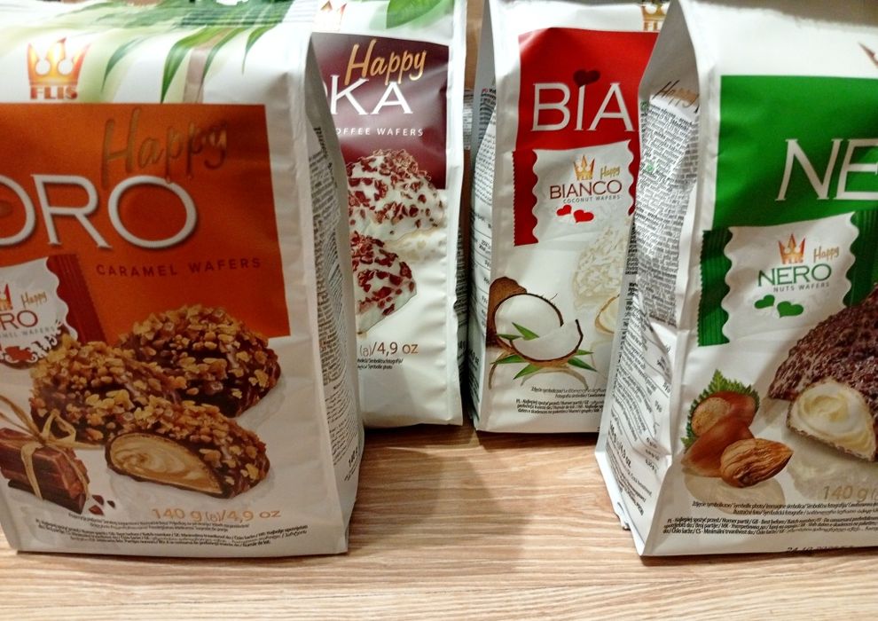 Pyszne pralinki waflowe Flis.4 smaki.10 sztuk.