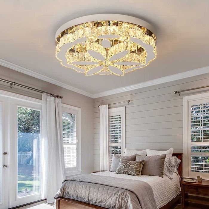 Candeeiro de Teto Cristal GreeLustr 50cm com Controlo Remoto | Lustre LED Regulável Moderno em Cristal K9