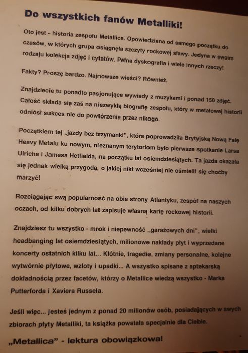 Książka Metallica historia zespołu