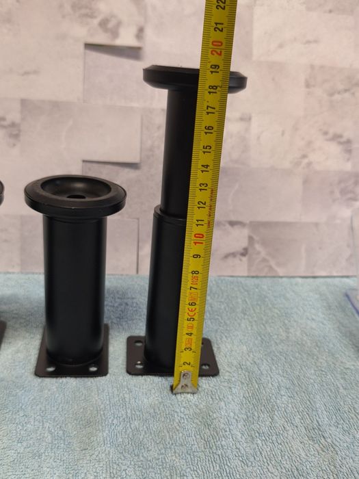 4 Pés Ajustáveis para Móveis, Pés Pretos 12-18 cm, P de Suporte em Metal para Armários, Mesas, Sofás, Camas, Pés Ajustáveis