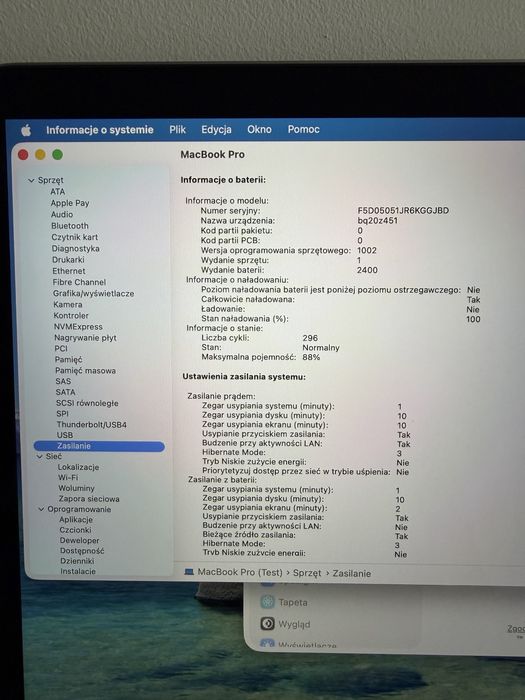 MacBook Pro M1 | 8GB | 256GB SSD | Stan Bdb | Bateria 88% (296 cykli)