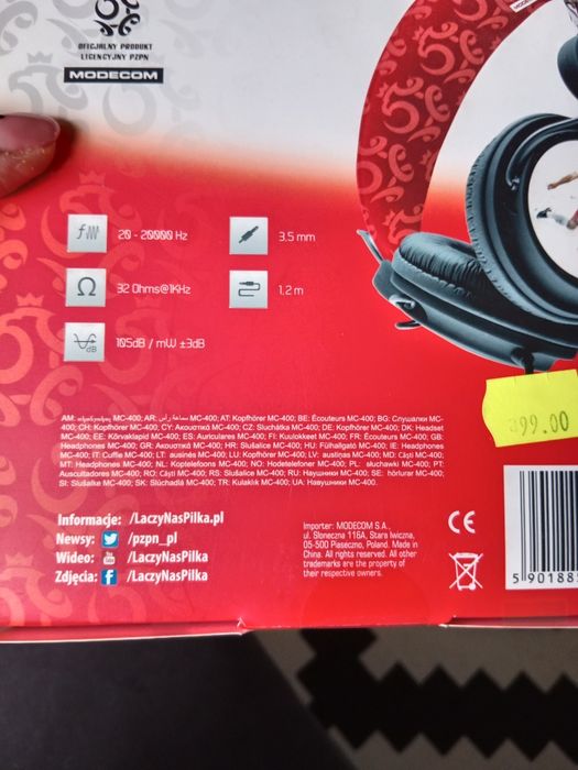 Dla fana piłki nożnej ! Modecom słuchawki mc 400 -50%