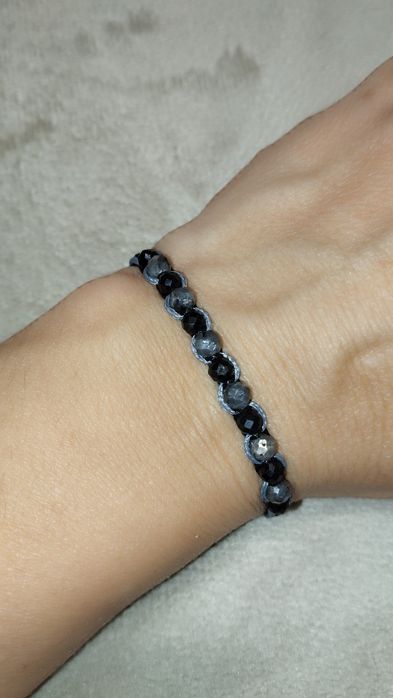 Bransoletka z kamieni naturalnych czarny turmalin labradoryt
