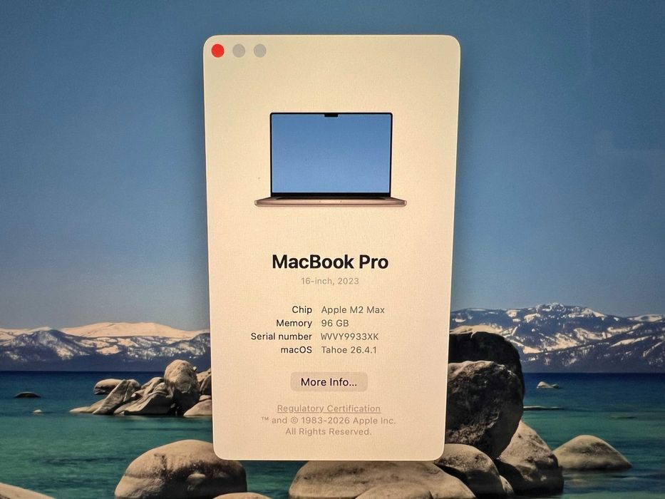 MacBook Pro 16" M2 Max, 96GB/8TB – jak nowy