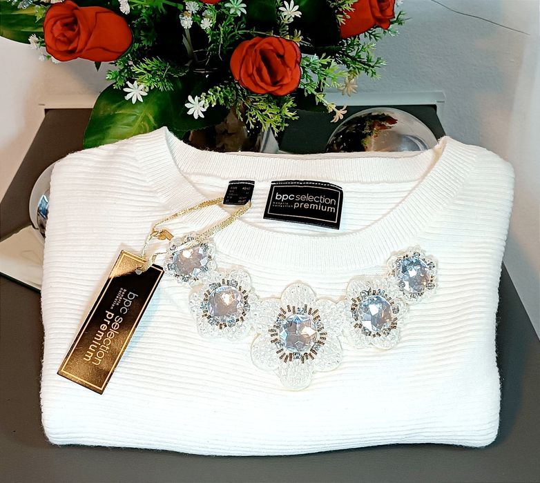 NOWY elegancki sweter r.40/42 /kryształy górskie-Bpc selection premium