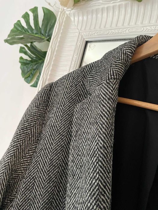 H&M marynarka szara jodełka oversize jednorzędowa wełna wool M 38