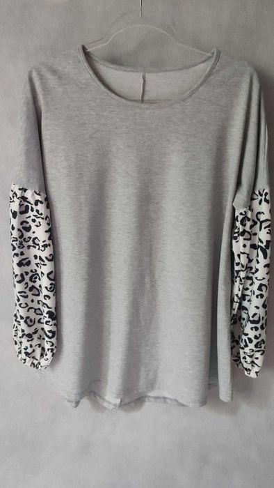 Bluza damska dresowa szara długi rękaw we wzory