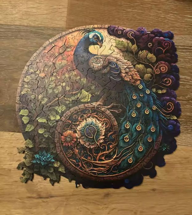 Пазл дерев'яний формат А4-5 Слон Вовк Лисиця Павлін