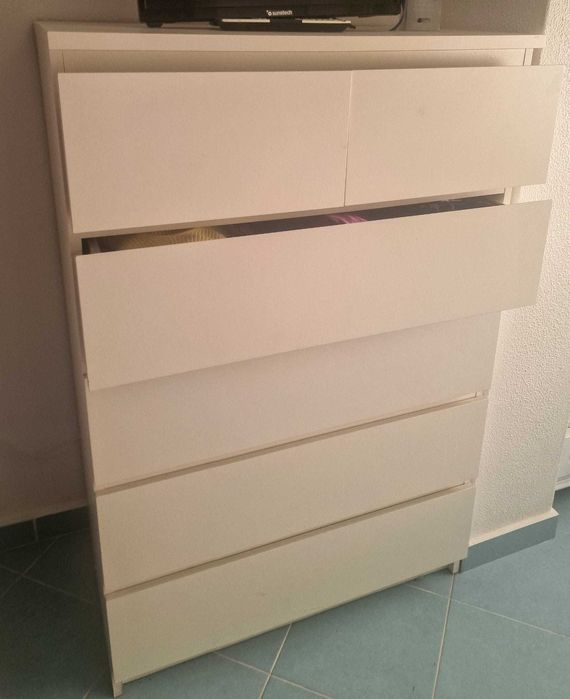 Cómoda c/6 gavetas, branco, 80x123 cm